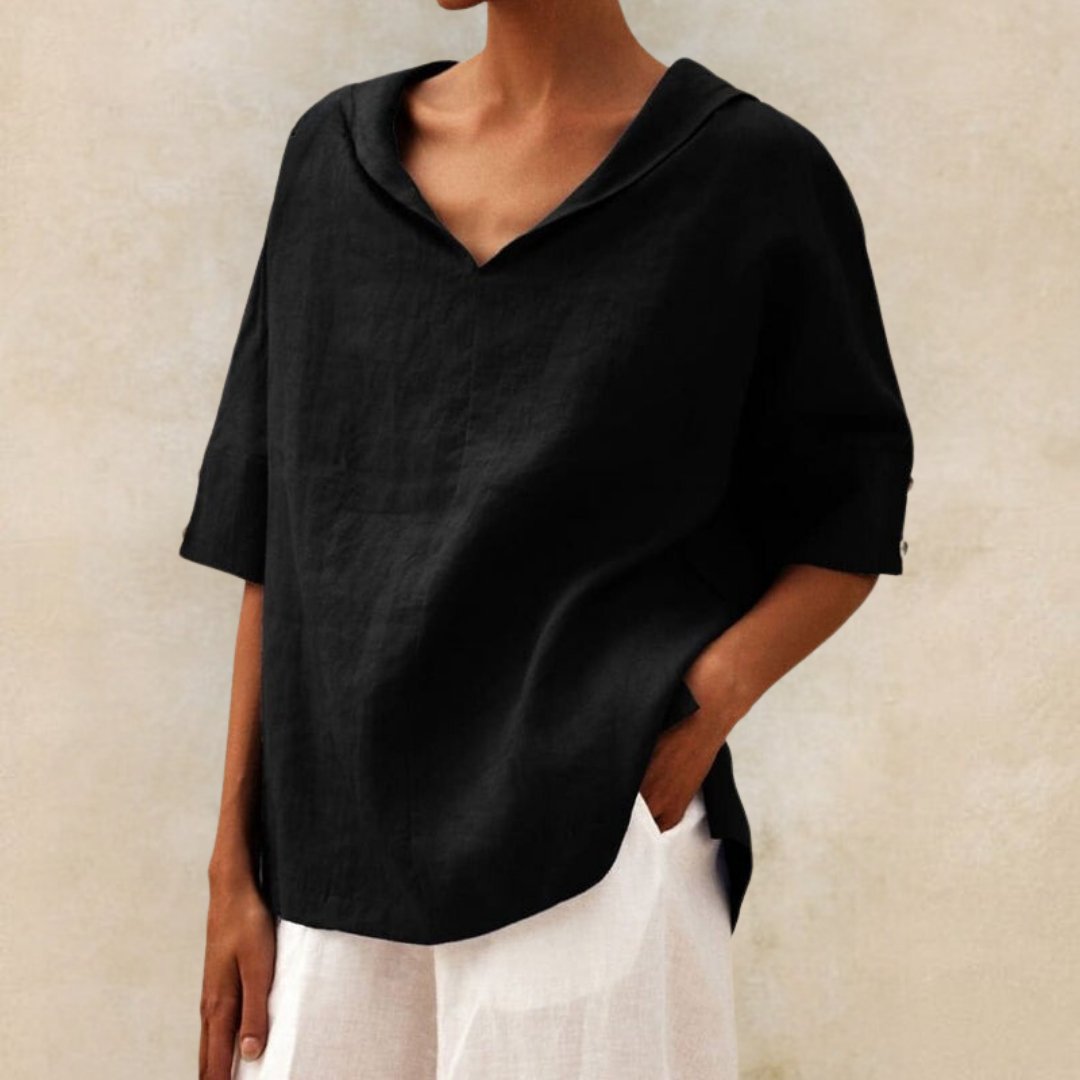 Amelia | Women's V-Neck Casual Linen Shirt