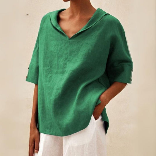 Amelia | Women's V-Neck Casual Linen Shirt